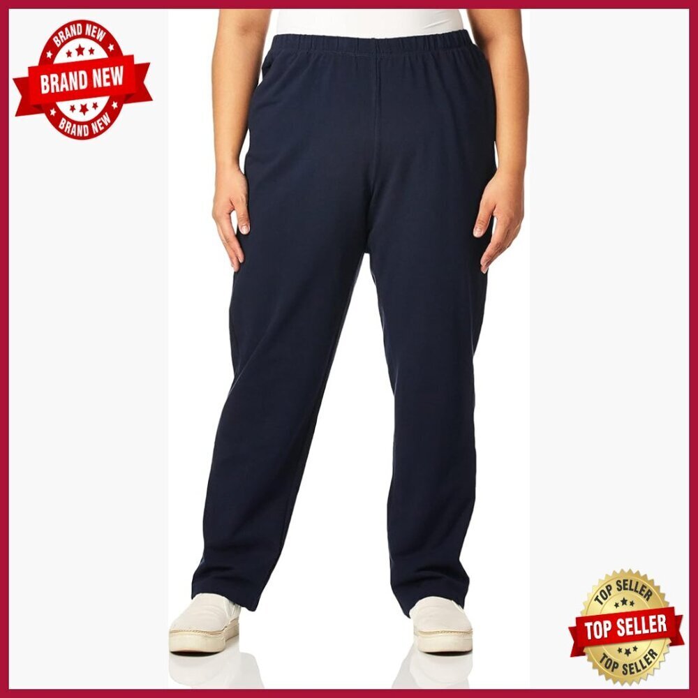 Plus Size Pull-On Stretch French Terry Pants 29.5 Inseam Low Rise